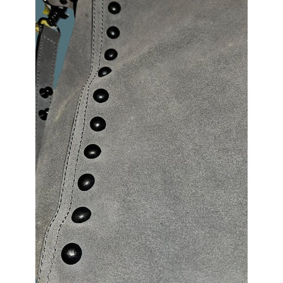 Loeffler Randall Gray Hobo Suede Black Studded Shoulder Crossbody Bag - Picture 6 of 16